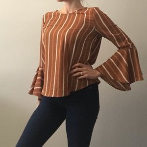 Orange bell sleeve blouse